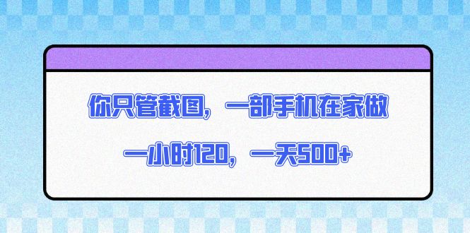 （12.27）你只管截图，一部手机在家做，一小时120，一天500+