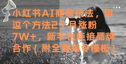 （5.23）小红书AI商单玩法，用这个方法2个月涨粉7W+，新手也能接品牌合作(附全套指令模板)