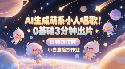 （5.23）AI生成萌系小人唱歌，0基础3分钟出片，28个作品涨粉8.9W，单条最高19W赞，日入四位数，小白直接抄作业