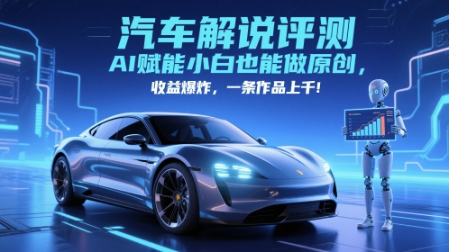 （5.23）抖音汽车解说评测赛道，AI赋能小白也能做原创，收益爆炸，一条作品上千