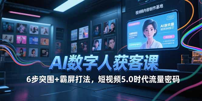 （6.30）AI数字人获客课，6步突围+霸屏打法，短视频5.0时代流量密码