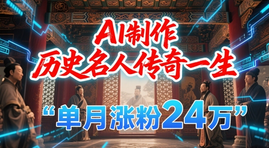 （6.13）暴力起号！用AI制作历史名人传奇一生，单月涨粉24W，涨粉+变现赛道黑马来了