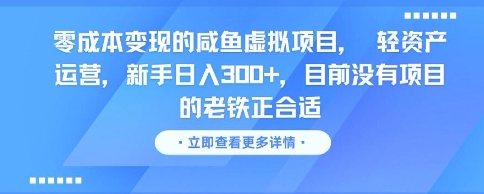 （6.14）零成本变现的咸鱼虚拟项目， 轻资产运营，新手日入3张+，目前没有项目的老铁正合适