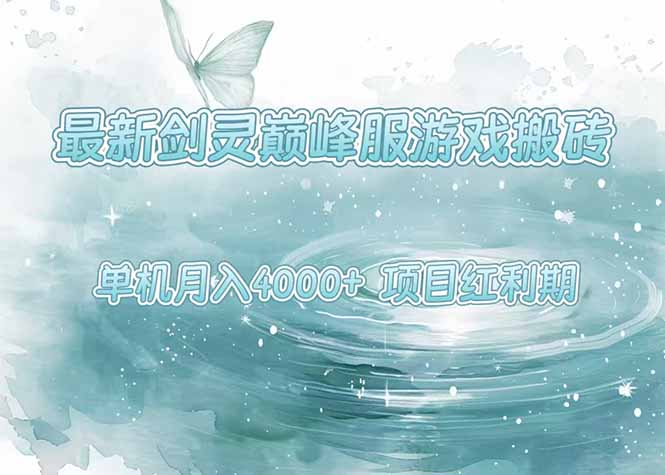 （7.29）最新剑灵巅峰服游戏搬砖，项目红利期，单机稳定4000+操作简单好上手