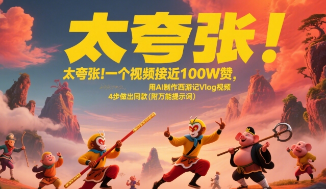 （7.29）太夸张！一个视频接近100W赞，用AI制作西游记Vlog视频，全流程拆解来了(附万能提示词)