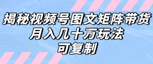 （8.2）解密视频号图文矩阵带货，月入几个W的打法，可复制
