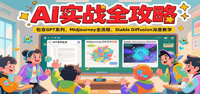 （7.8）AI实战全攻略，包含GPT系列、Midjourney全流程、Stable Diffusion深度教学