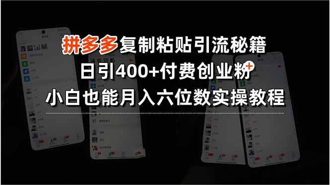 （8.9）拼多多复制粘贴引流秘籍，日引400+付费创业粉，小白也能月入六位数