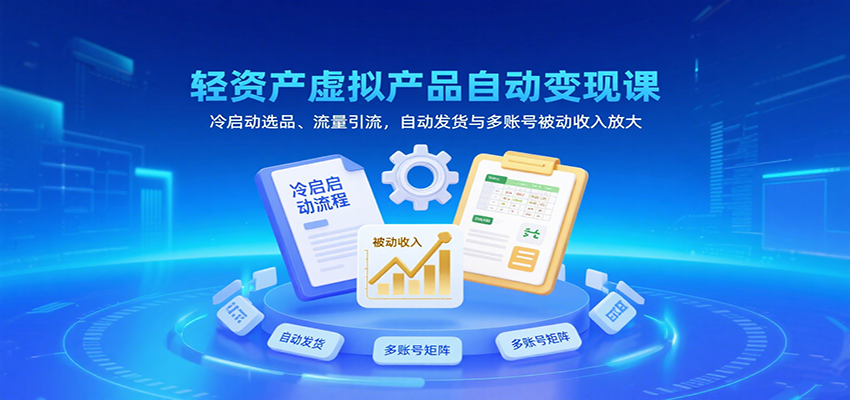（8.22）轻资产虚拟产品自动变现课，冷启动选品、流量引流，自动发货与多账号被动收入放大