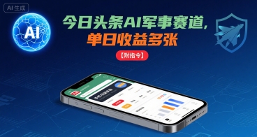 (8.31)今日头条AI军事赛道,单日收益多张 ,手机可做【附指令】