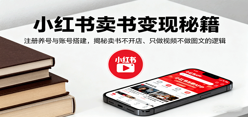 (9.18)小红书卖书变现秘籍,注册养号与账号搭建,揭秘卖书不开店、只做视频不做图文的逻辑