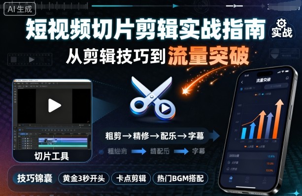 （9.25）短视频切片剪辑实战指南，从剪辑技巧到流量突破