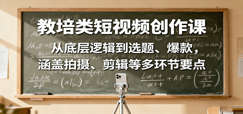 (10.12)教培类短视频创作课:从底层逻辑到选题、爆款,涵盖拍摄、剪辑等多环节要点