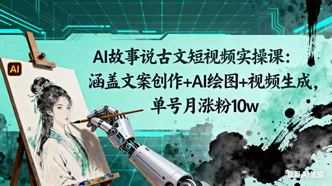 (10.26)AI故事说古文短视频实操课:涵盖文案创作+AI绘图+视频生成,单号月涨粉10w