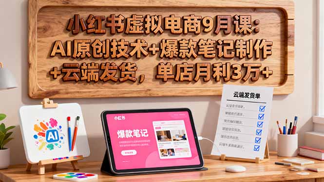 (10.18)小红书虚拟电商9月课:AI原创技术+爆款笔记制作+云端发货,单店月利3万+