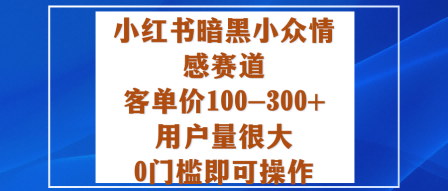 (10.23)小红书暗黑小众情感赛道,客单价100-300+用户量很大,0门槛即可操作