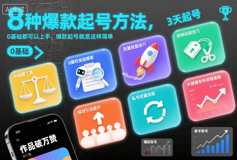 （12.9）8种爆款起号方法，0基础都可以上手，爆款起号就是这样简单
