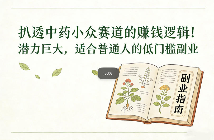 （26.1.7）扒透中药小众赛道的賺米逻辑，潜力巨大，适合普通人的低门槛副业