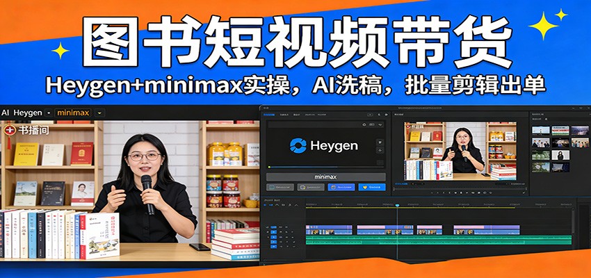 （26.2.25）图书短视频带货：Heygen+minimax实操，AI洗稿 ，批量剪辑出单